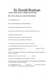 English Worksheet: Sir Don Bradman