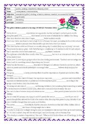 English Worksheet: Cloze passage: The gifted children pushed to the edge (keys included)