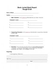 English worksheet: Book Jacket Book Report Organizer