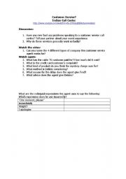 English Worksheet: Customer Service