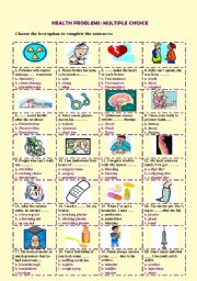 English Worksheet: Health problems: multiple choice