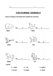 Colouring animals - ESL worksheet by rmbiscaya@bportugal.pt