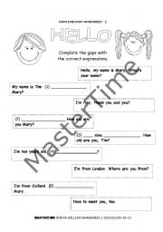 English worksheet: hello!