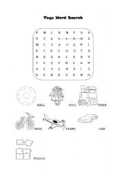 English Worksheet: Toys Word Search