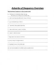 English worksheet: Adverbs of Frequency