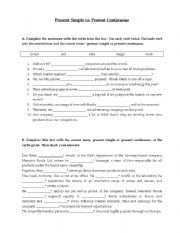 English Worksheet: Present Simple, Present Continuous, business english