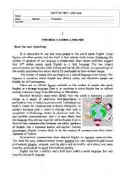 English Worksheet: The importance of the English language