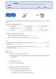 English worksheet: Indefinite article