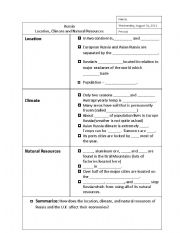 English Worksheet: Cornell Notes on Russia