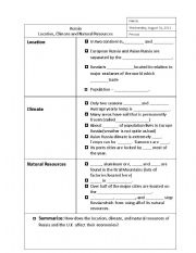 English worksheet: Cornell Notes on Russia