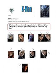 English Worksheet: xmen worksheet