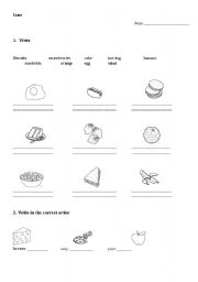 English worksheet: Revision. Food and To Be verb