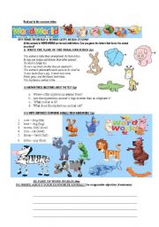 English Worksheet: Animals in Word World