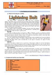 English Worksheet: Test - a famous athlete