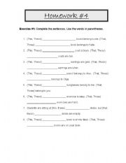 English Worksheet: These/That