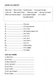 English worksheet: Personal questions