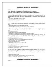 English Worksheet: Bishops Candlestick and The Seven ages Poem