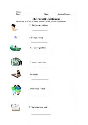 English worksheet: The present continuous