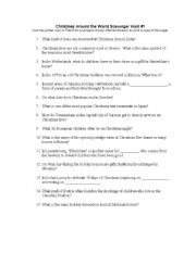 English Worksheet: Christmas Around the World Scavenger Hunt 1