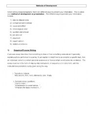 English worksheet: Methods of Development - Writing