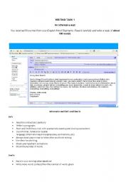 English Worksheet: An informal e-mail to a friend asking for personal information