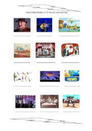 English Worksheet: Write the names of TV shows and movies