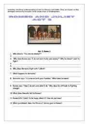 English Worksheet: Romeo and Juliet Act 3