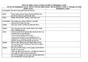 English Worksheet: Romeo and Juliet Act 3 Sc5 Match to modern English part 1