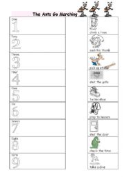 English worksheet: Song to learn the numbers