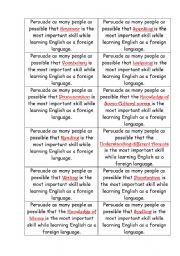 Warming-up speaking activity (learning english)