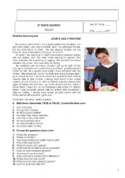 English Worksheet: daily routine test