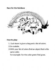 English Worksheet: Race for the Rainbow