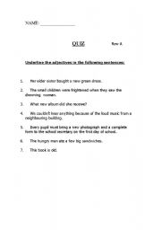 English worksheet: Identifying Adjectives