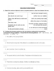 English Worksheet: Conjunctions