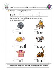 English Worksheet: THE INITIAL SOUND -SH