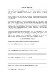 English Worksheet: AFRICAN ELEPHANT