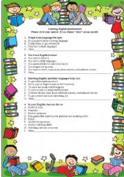 English worksheet: Learning English Questionnaire