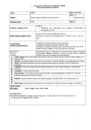 English Worksheet: lesson plan