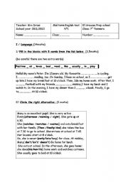 English Worksheet: 7th test