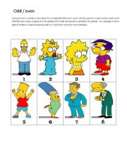 English worksheet: The Simpsons - odd/even
