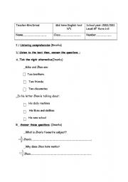 English Worksheet: 8th mid term test