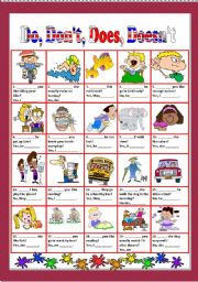English Worksheet: Simple Present - Do, Dont, Does, Doesnt