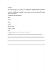 English worksheet: PERSONAL DESCRIPTION