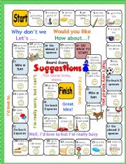 English Worksheet: Making Suggestions Boardgame (Why dont we..? Lets.. Would you like...? How about ...?)