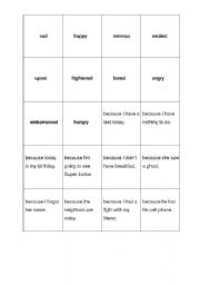 English Worksheet: Feelings card game
