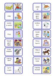 English Worksheet: Daily routines domino - part 1