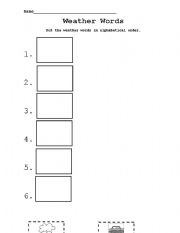 English worksheet: Weather Words ABC Order