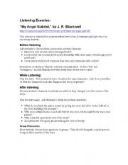 English worksheet: Listening Exercise - My Angel Gabriel, by J. R. Blackwell