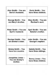 English Worksheet: Family Tree Cards