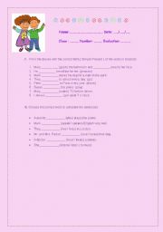 English Worksheet: Simple Present Worksheet 